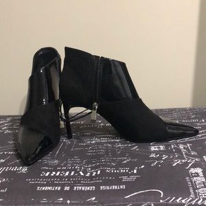 ASYMMETRIC STILETTO ANKLE BOOTS
